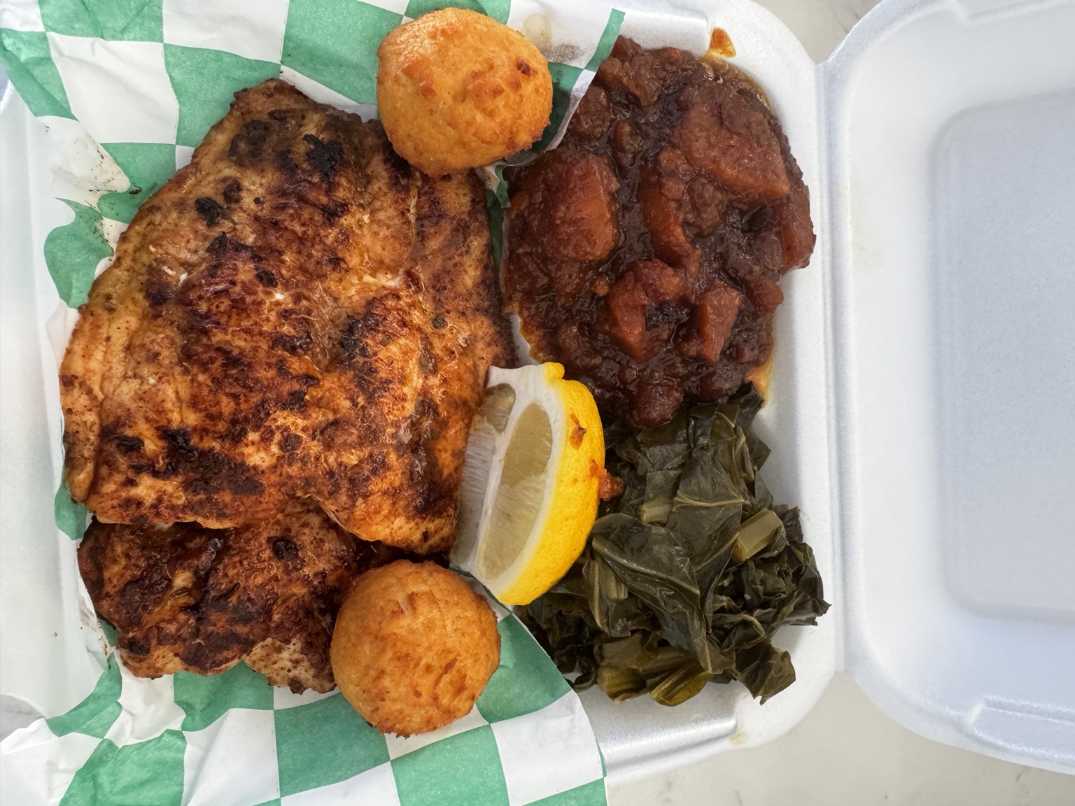 Greenfeens fish dinner with sides