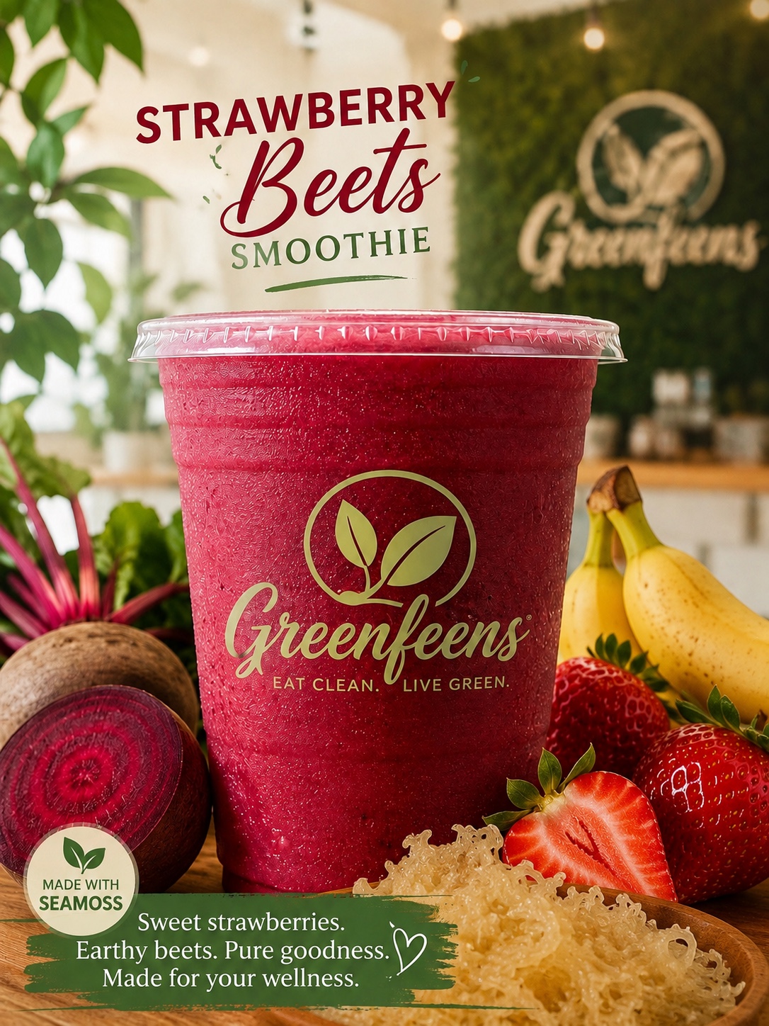 Greenfeens strawberry beet smoothie